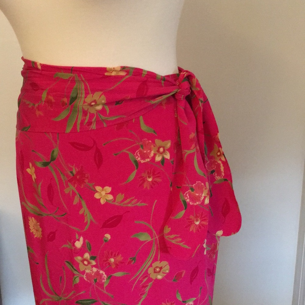 DVF 100% Silk Skirt, Faux Wrap Waist